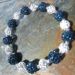 LA Rams-Cowboys *Bling*Crystal-Rhinestone-Navy Blue/Silver/White-Bracelet