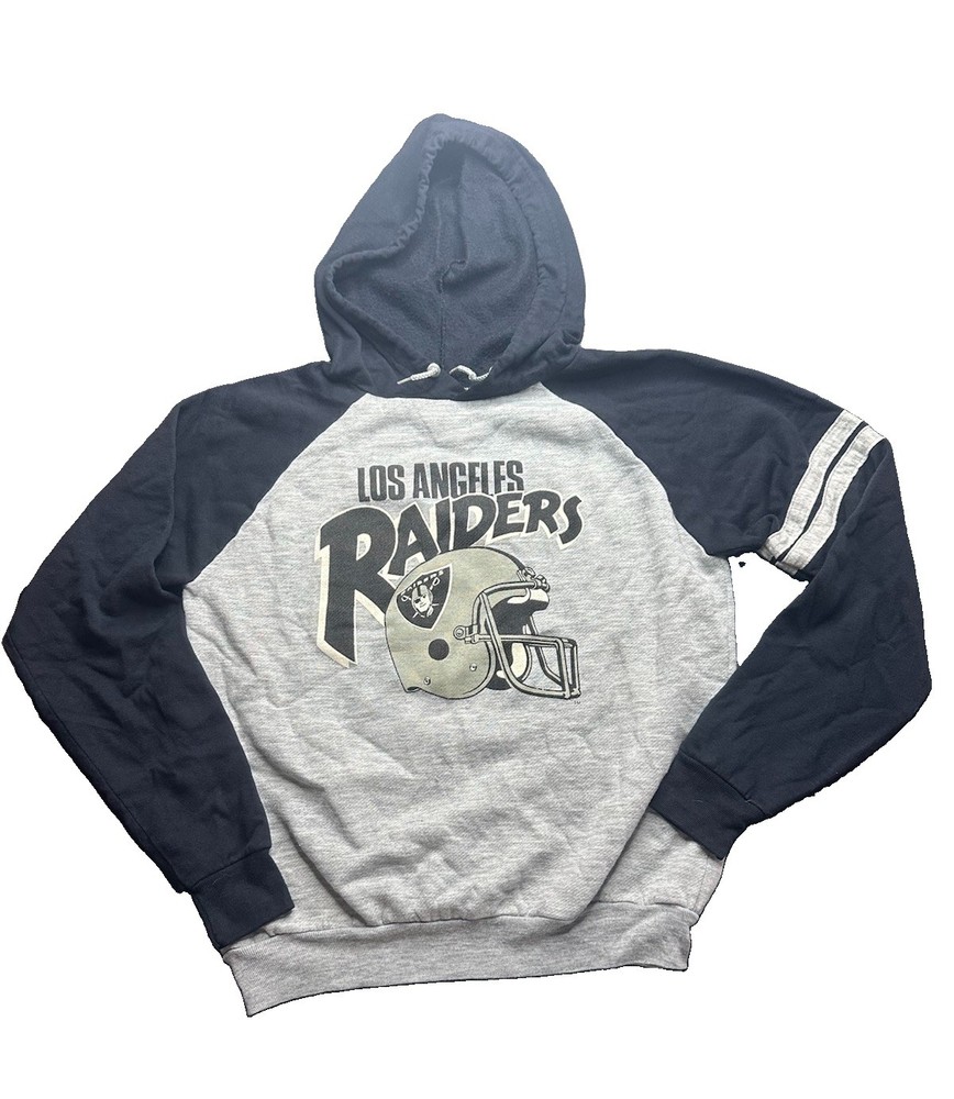Vintage 80s/90s Los Angeles Raiders Garan Inc. Youth XL Black And Gray Hoodie
