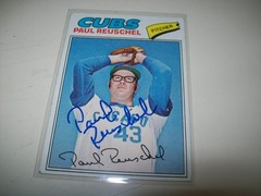 1977 TOPPS RC PAUL REUSCHEL AUTOGRAPH SIGNED AUTO #333 CHICAGO CUBS