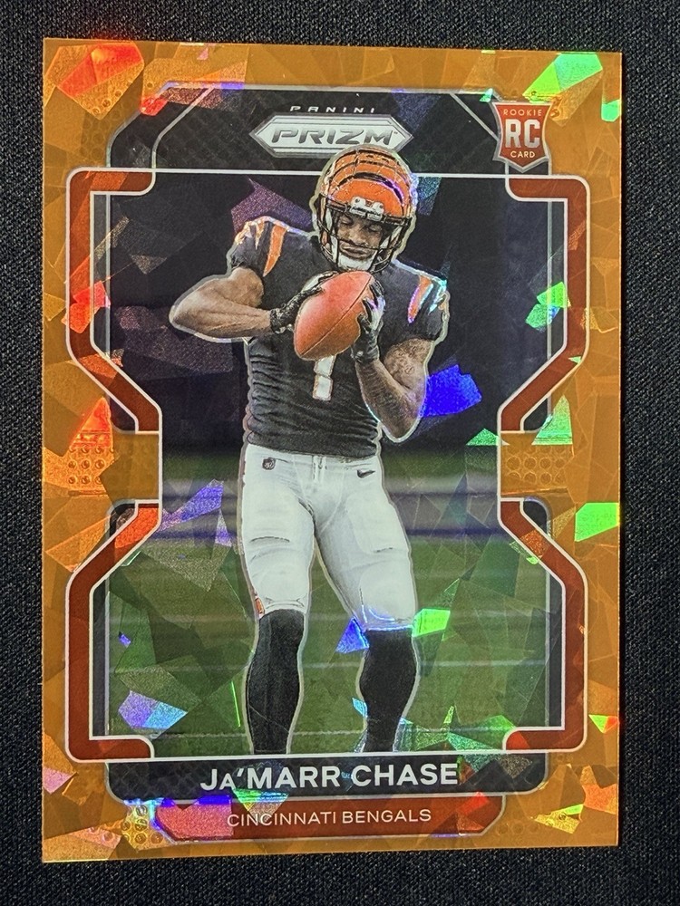 2021 Prizm Jamarr Chase #337 Orange Cracked Ice Cincinnati Bengals Rookie Card