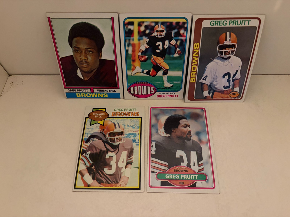 LOT OF 5 GREG PRUITT 1970s Cards Rookie 110 455 245 150 275 CLEVELAND BROWNS EX+