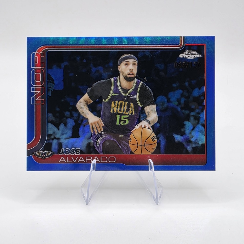 2025-26 Topps Chrome Jose Alvarado #144 True Blue Refractor /150 Pelicans Knicks