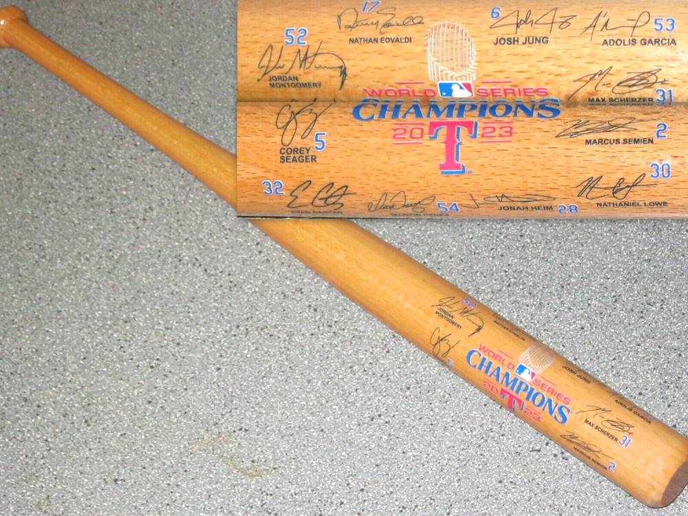 TEXAS RANGERS 2023 WORLD SERIES CHAMPIONS~MINI 18&Prime; BASEBALL BAT (11) SIGNATURES