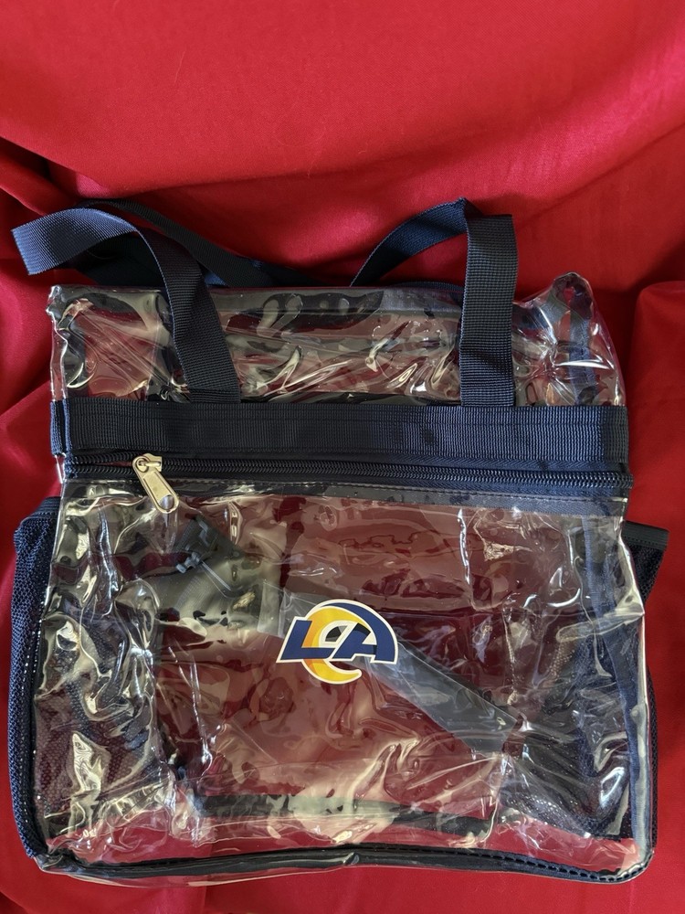 Los Angeles Rams Stadium Ready Clear 12x12x6 Bag Blue Trim With Extra Strap