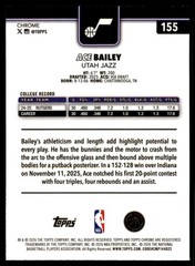 2025-26 Topps Chrome Update Ace Bailey X-Fractor Rookie Card RC #155 Utah Jazz