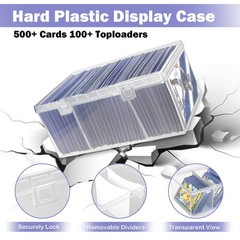 Trading Card Storage Box with 2 Dividers,Toploads 8 x 4.5 x 3.5 inches, Clear