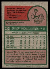1975 Topps Card Baseball Greg Luzinski Philadelphia Phillies #630 NM