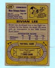 1974 Topps Football #229 Bivian Lee — New Orleans Saints 708