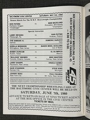 Major League Wrestling WWF Program Bob Backlund v Ken Patera 4/3/1980