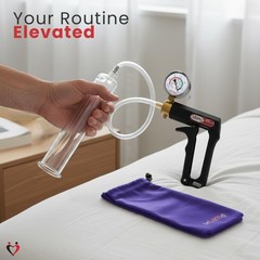 LeLuv Penis Pump with Gauge Premium Maxi Handle Vacuum Pump, Clear Hose 9&Prime; L…