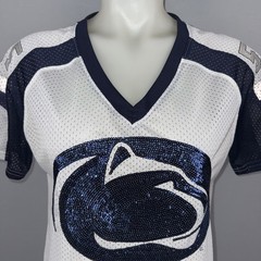 Pink VS Penn State Nittany Lions Mesh V Neck T Shirt Women’s S White Navy Blue
