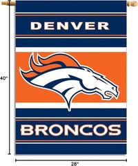 Denver Broncos Logo NFL 2-Sided House Team Flag 28&Prime; x 40&Prime;