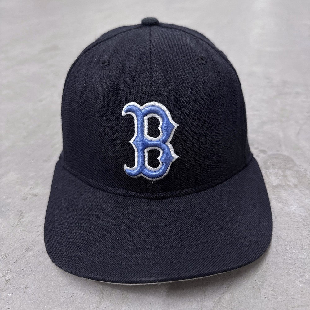 Boston Red Sox Fitted Hat Navy Baby Blue Wool Made in USA Rare Vintage New Era