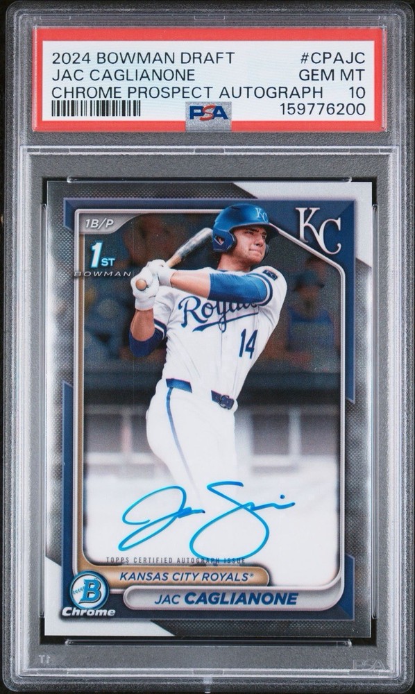 2024 Bowman Draft Jac Caglianone Chrome Auto 1st Prospect #CPA-JC Royals PSA 10