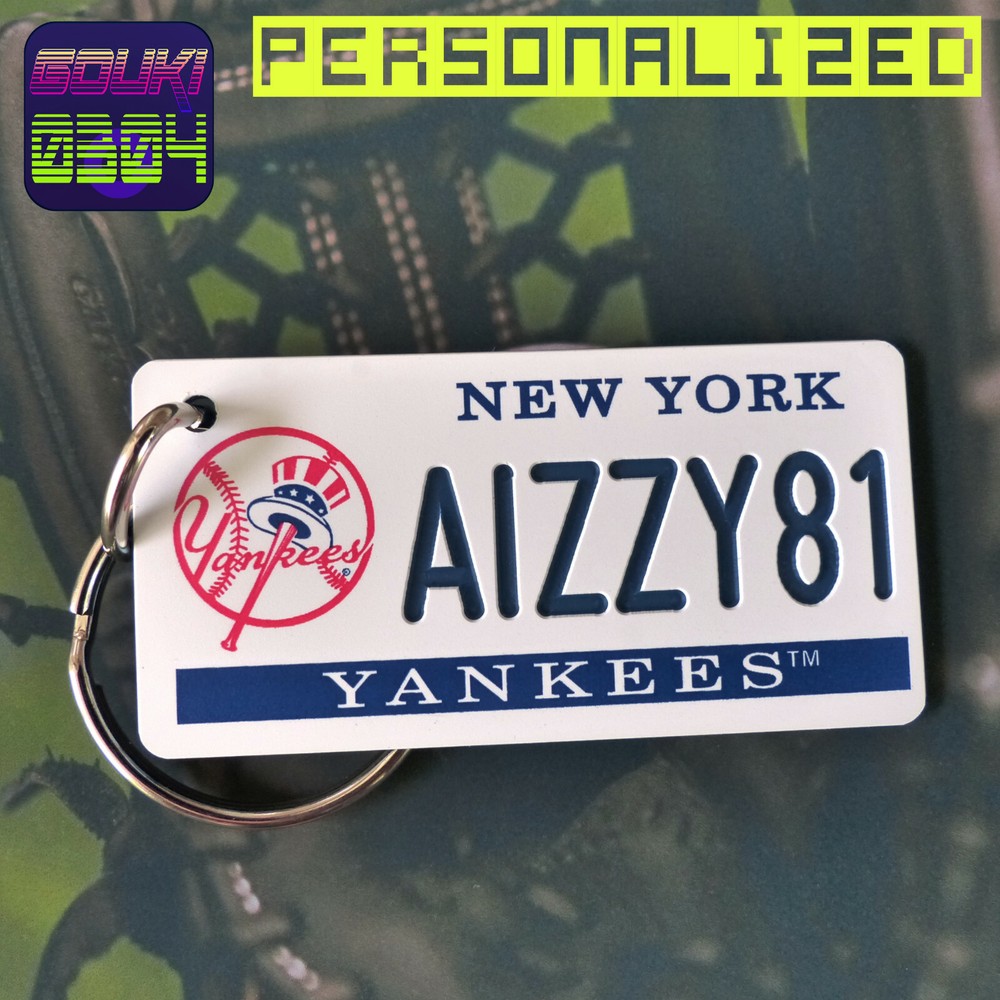 Personalized New York Yankees Keychain – Baseball Name Bag Tag- Custom Engraved