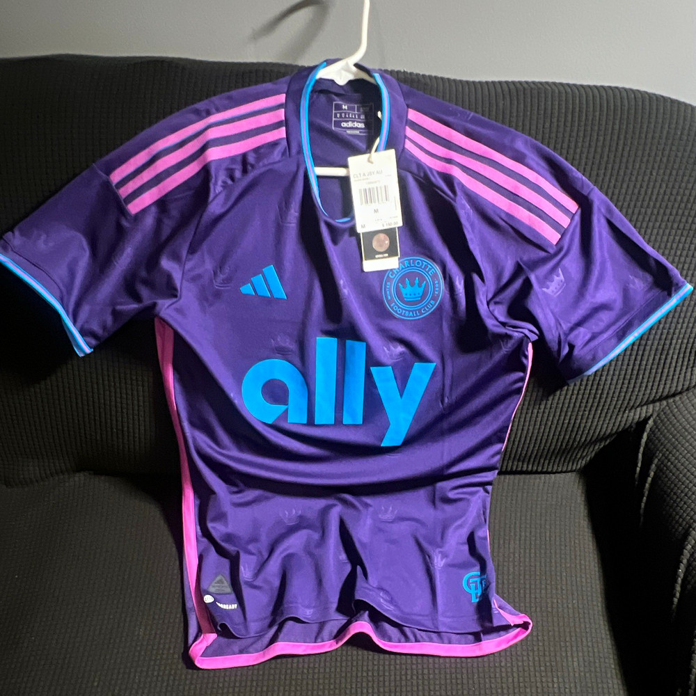 adidas Charlotte FC MLS Soccer Jersey Purple/Pink/Blue Size M