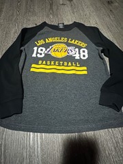 NBA boys dark gray & black long sleeve Lakers shirt. Youth medium. Fits S -M