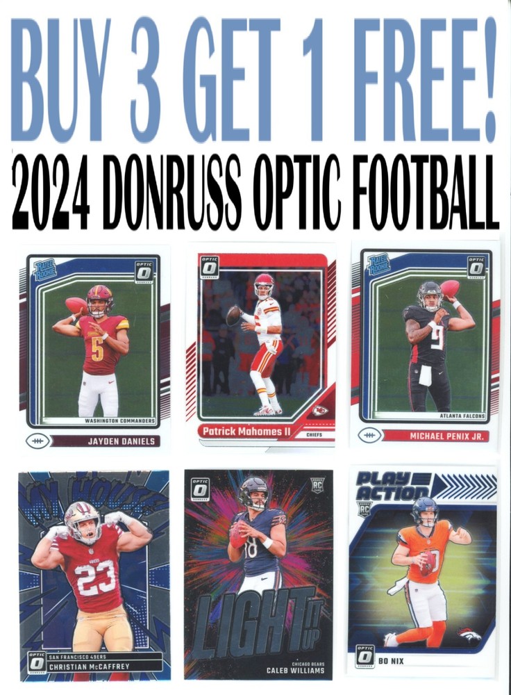 2024 Donruss Optic Football BASE (BUY 3 GET 1 FREE) You Pick – Complete Your Set