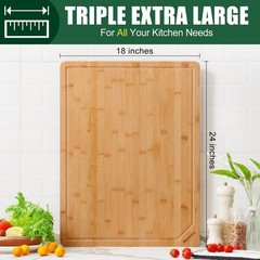Homaxy Extra Large Organic Bamboo Cutting Boards for 24&Prime;L x 18&Prime;W, Natural