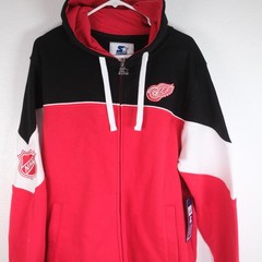 Starter Detroit Red Wings Power Forward Jacket Hoodie Red Black Retro NWT