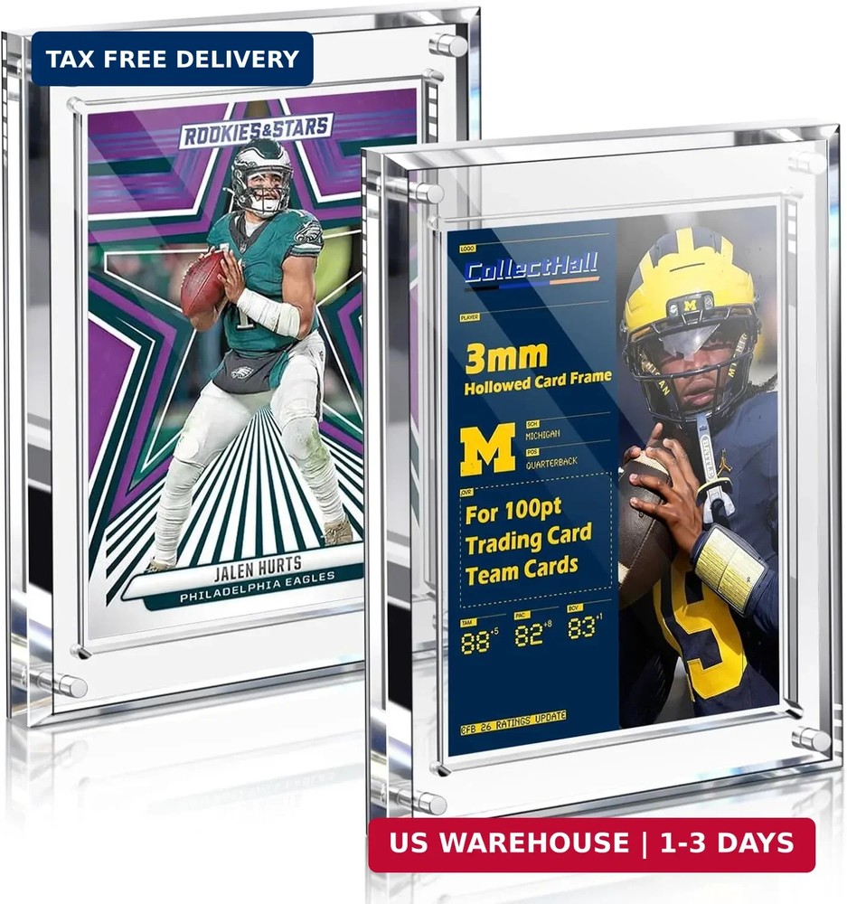2 Pack Acrylic Baseball Card Holder, Fit 100 pt Thick Cards and Team Cards, Magn