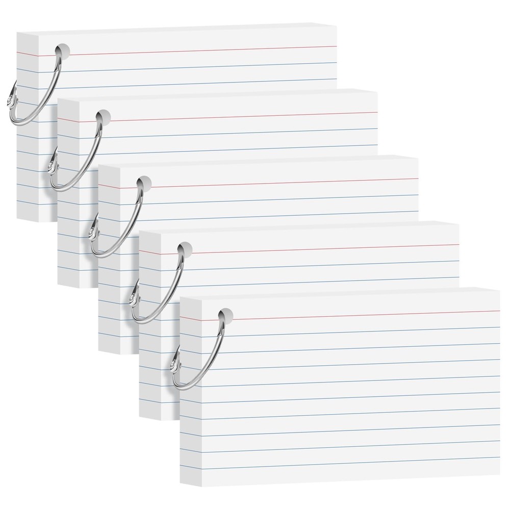 250 Count White Index Cards 3×5 Inch Flash Cards Note Cards with Ring | 180gs…