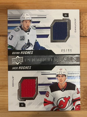 Quinn Hughes Jack Hughes 2019-20 UD Premier Duals /99 Rookie Jersey