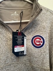 Antigua Chicago Cubs Beige Quarter Zip Pullover Sweatshirt Men&rsquo;s Size Large