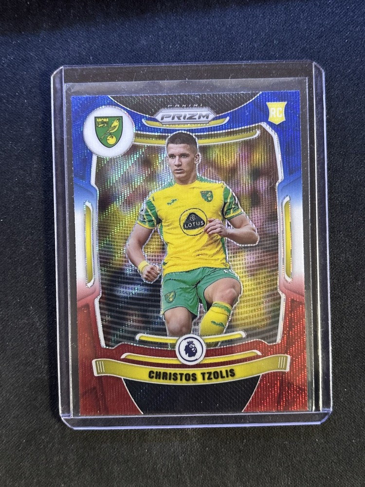 2021-22 Panini Prizm Premier League Christos Tzolis #173 Red White Blue Prizm