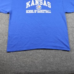 Kansas Jayhawks Shirt Mens 2XL Blue NCAA Basketball Tee School of Basketball