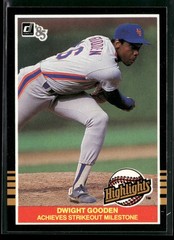 1985 Donruss Highlights #33 Dwight Gooden RC ACHIEVES STRIKEOUT MILESTONE [NM]