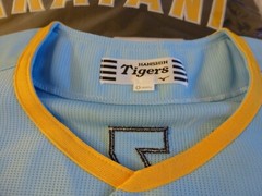 NEW MIZUNO Japan NPB HANSHIN TIGERS Baseball Jersey Sky Blue #2 Umeno XL