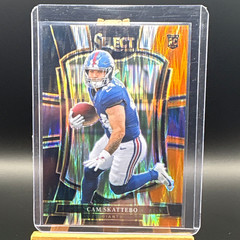 2025 Panini Select #195 Cam Skattebo RC Black and Orange Shock Prizm