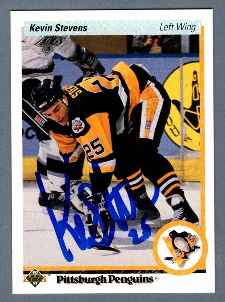Kevin Stevens Signed 1990-91 Upper Deck NHL Rookie RC #14 LSCM COA Penguins