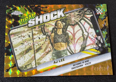 AJ Lee 2026 Topps Chrome WWE Gold Geometric Viral Shock #&rsquo;d /50 – #VIR-18