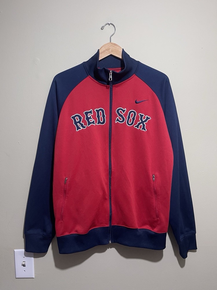 Nike MLB Boston Red Sox Zip Warmup Track Jacket Men’s Large Red And Navy