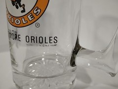 Vintage MLB 1988 Baltimore Orioles Clear Stein Glass Mug (5 3/4” Tall)
