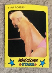 1986 Monty Gum WWF Wrestling Stars #1 Yellow Card RIP ROGERS Blank Back