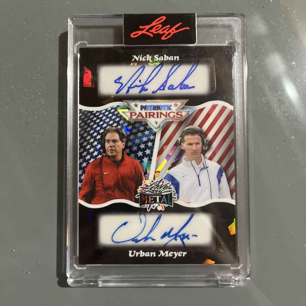 2026 Leaf Metal Independence Day – Nick Saban Urban Meyer Auto 1/1 Black #PP-15