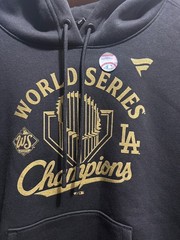 LA DODGERS-WORLD SERIES CHAMPIONS 2025 LOCKER ROOM HOODIE-Size S-Black and Gold