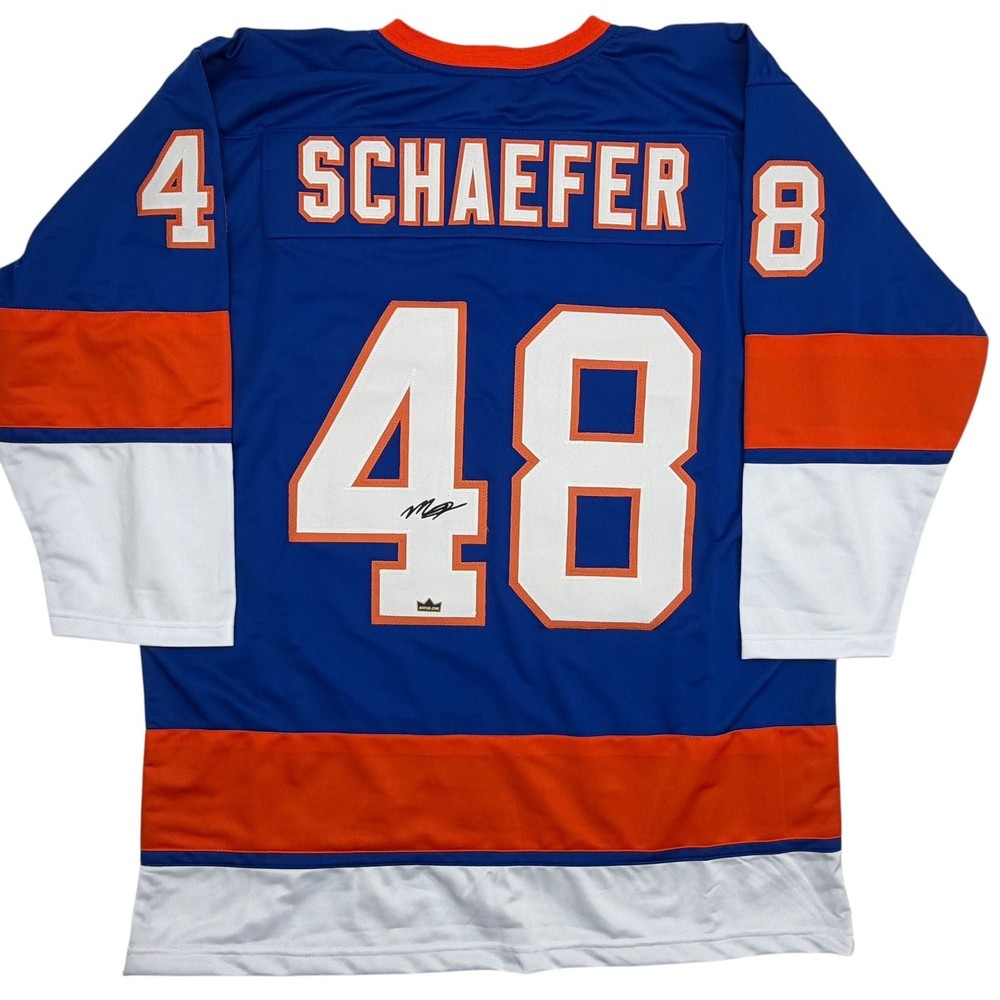 Facsimile Autographed Matthew Schaefer New York Blue Reprint Jersey Men&rsquo;s XL