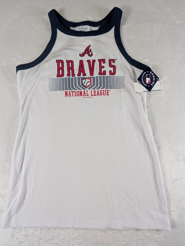 Soft As A Grape Atlanta Braves Baseball Womens Size Medium Racerback Tank Top