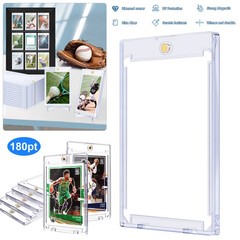200PACK Magnetic Card Holders,180pt One Touch UV Protection Hard Display Case