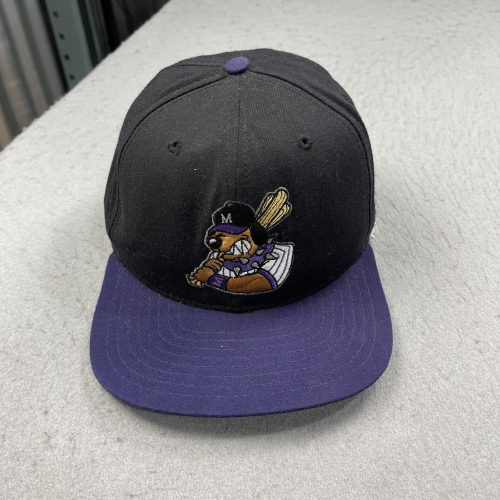 VINTAGE Merrillville Mud Dogs Hat Adult New Era Black Minors Snapback Cap 90s