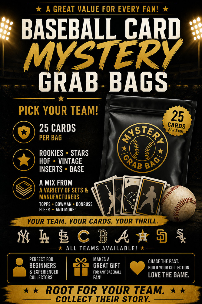 Baseball Card Team Grab Bag | 25-30 Cards | Pick Your Team | Buy 1, Get 1 FREE