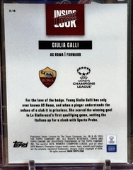 Giulia Galli 2025-26 Topps Chrome UWCL Inside Look RC #IL-14 Blue /150 Roma