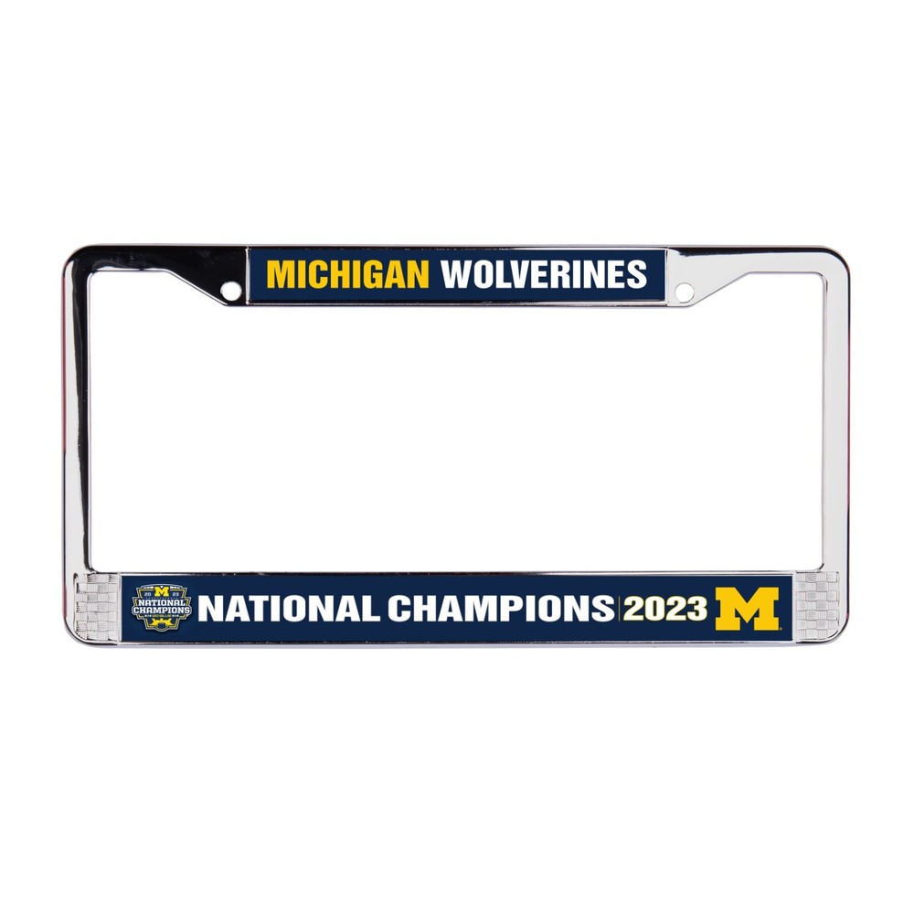 Michigan Wolverines 2023 NC Polyurethane 2-Hole Chrome Metal License Plate Frame