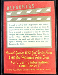 1993 Bleachers Promo Card -NOLAN RYAN – #NNO Texas Rangers – HOF