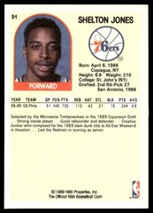 1989-90 Hoops Shelton Jones Rookie Philadelphia 76ers #51