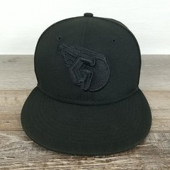 New Era 59Fifty Cleveland Guardians Fitted Baseball Hat Cap Size 7 Blackout Logo